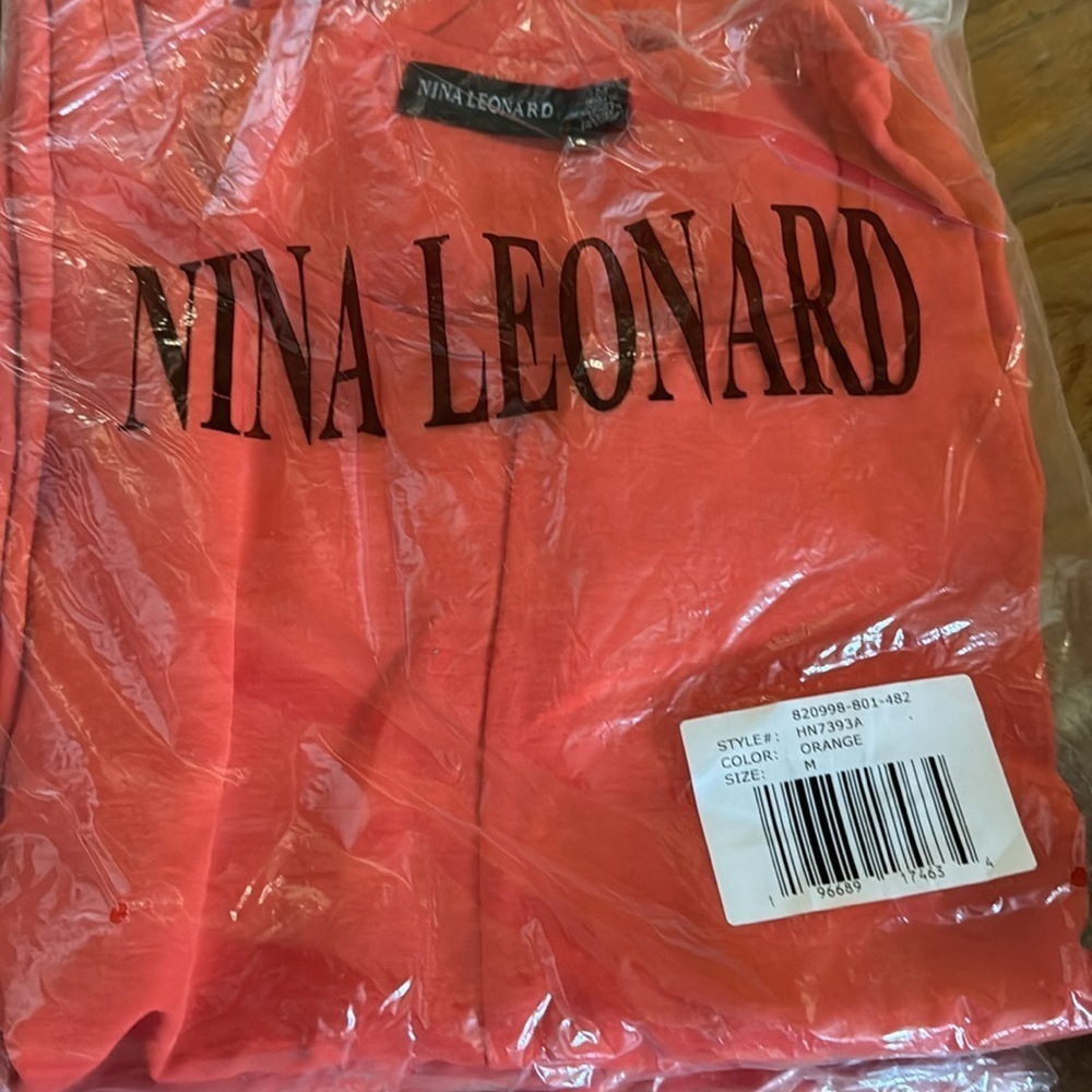 Nina Leonard Red Orange Bubble Sleeve Trapeze Dress Knee Length Medium - Picture 2 of 2